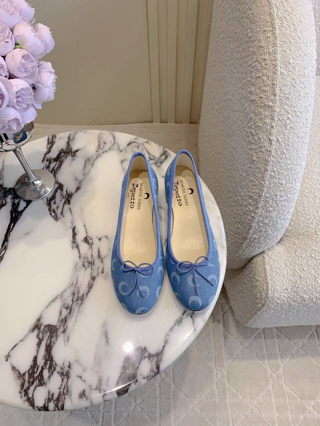 Factory price P Repetto co-branded Marine Serre crescent-heeled ballet shoes The
