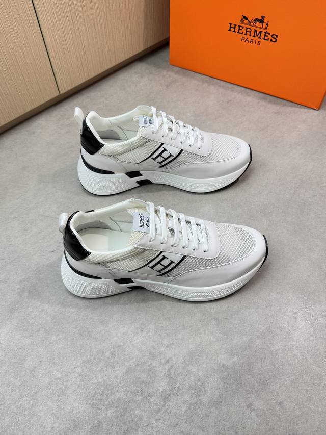 Hermes -High-end quality original casual sports shoes -Upper: Nappa calfskin, br