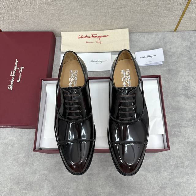 Ferragam* Oxford shoes, new men's three-joint formal leather shoes, as luxurious