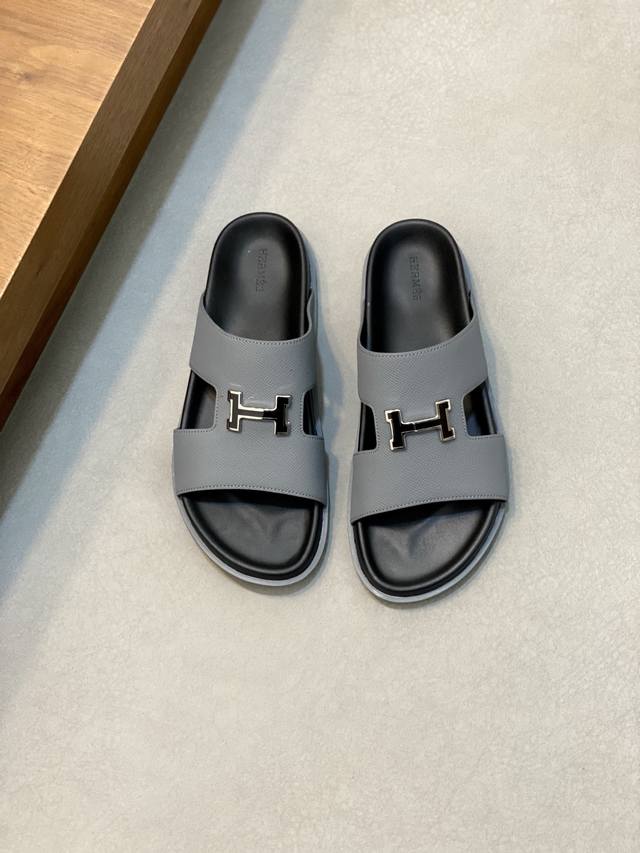 yuan Hermes new Hermes slippers, made of cowhide, wear-resistant and non-slip TP