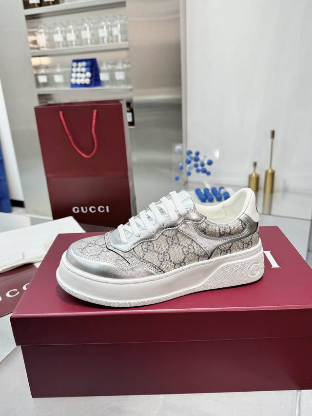 Factory price P Gucci counter latest couple thick-soled white shoes Purchasing l