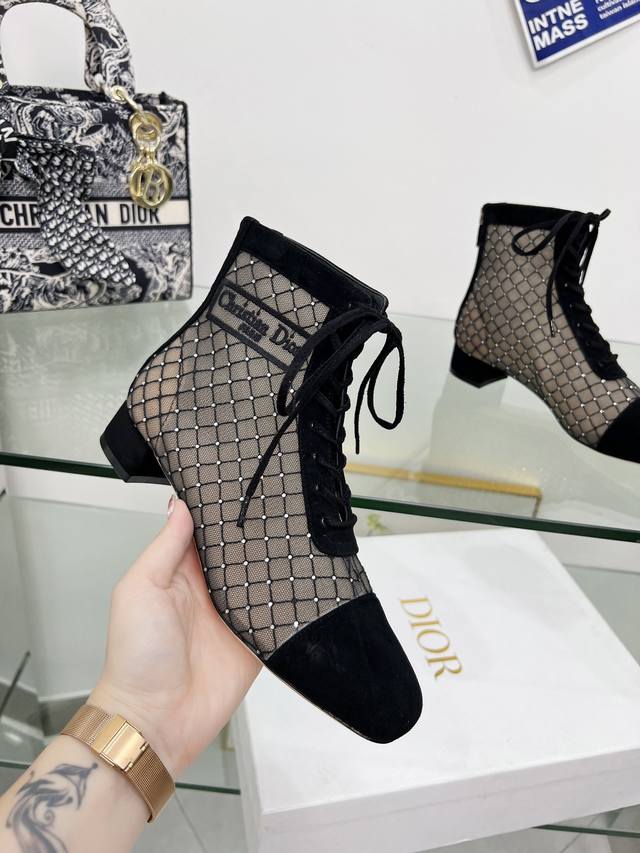 Factory Price Pp: Ankle boots J'Adior embroidered jacquard mesh boots Dior plaid