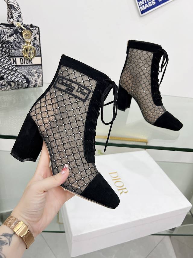 Factory Price Pp: Boots J'adior embroidered jacquard mesh boots Dior check patte