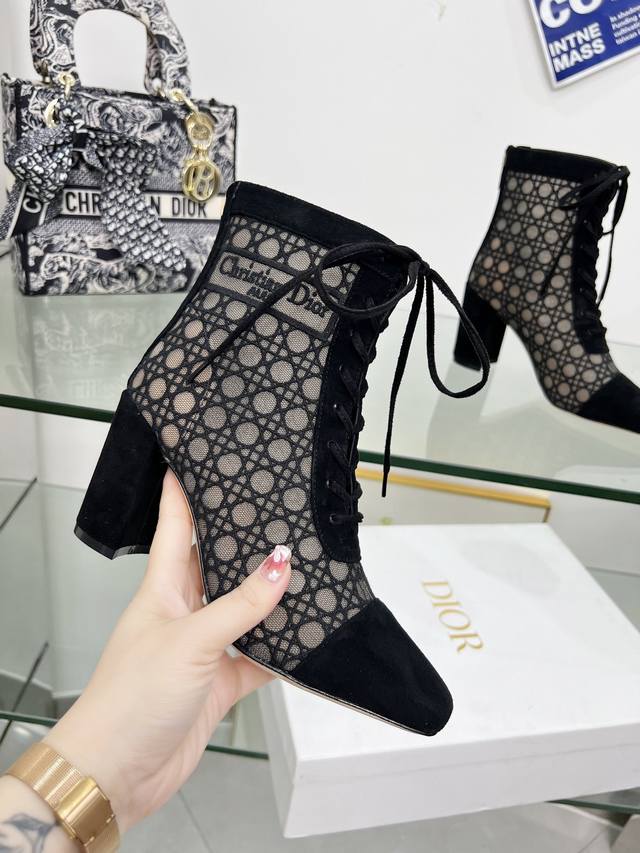 Factory Price Pp: Heel Boots J'adior Embroidered Jacquard Mesh Boots Dior Check