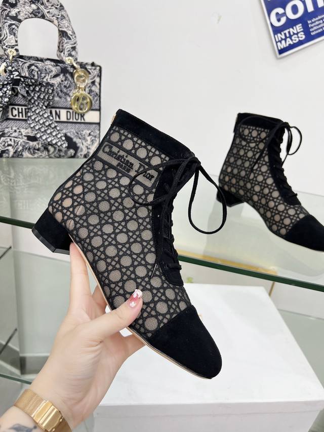 Factory Price Pp: Ankle boots J'Adior embroidered jacquard mesh boots Dior plaid