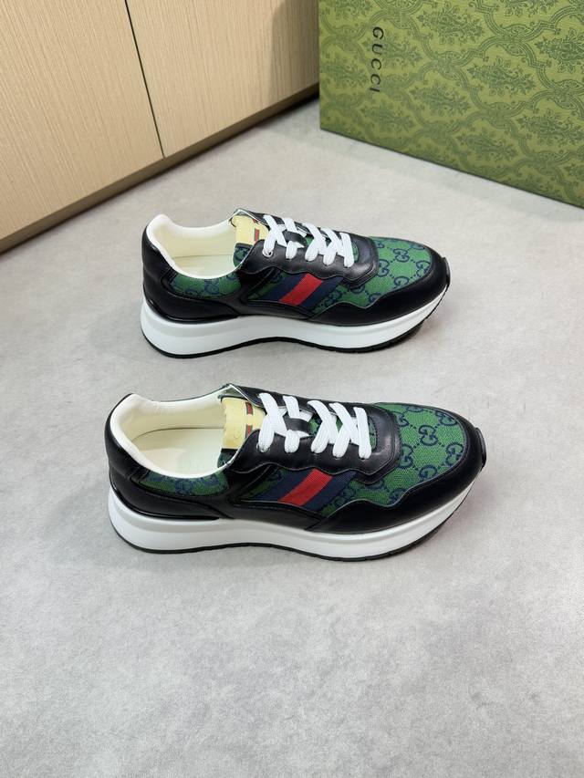 Gucci -High-end quality original casual sports shoes -Upper: Nappa calfskin, bra