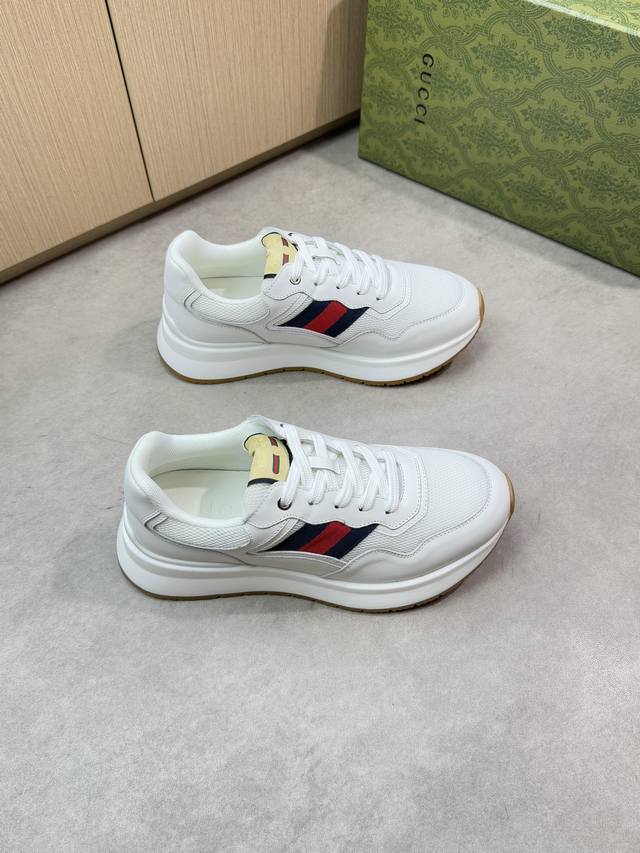 Gucci -High-end quality original casual sports shoes -Upper: Nappa calfskin, bra