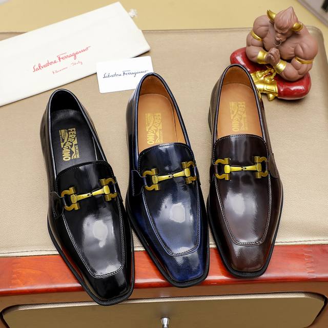 Factory P Price Ferragamo Ferragamo top men's business leather shoes official we