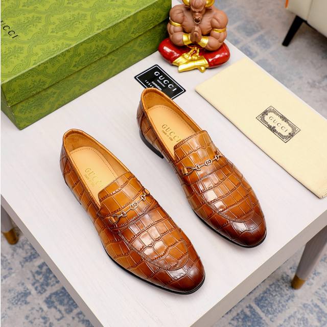 Factory P price Gucci official website men's business formal leather shoes updat
