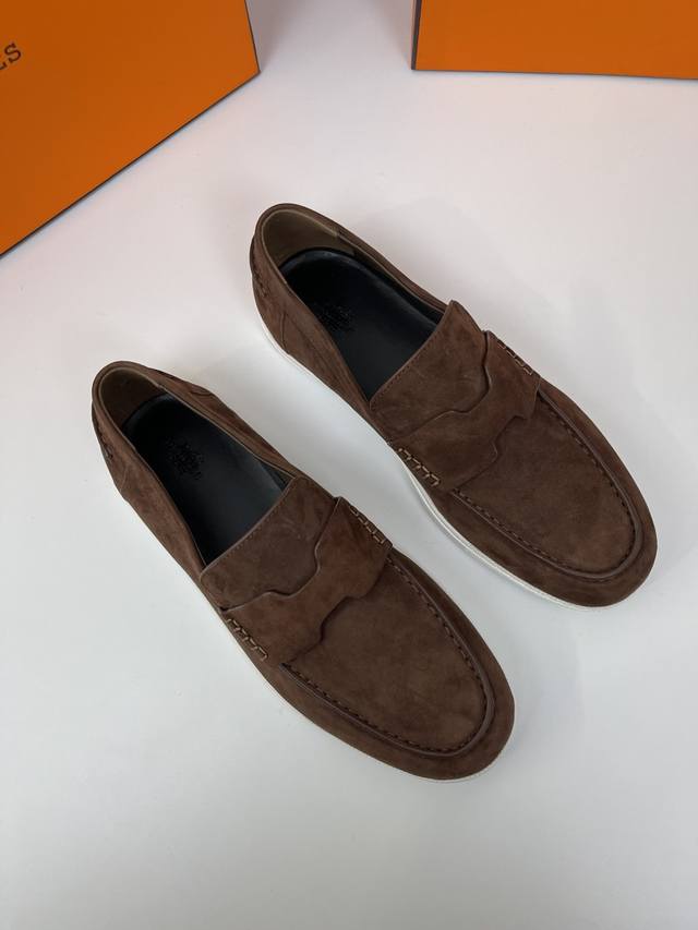 New Hermes classic versatile men's slip-on loafers, classic boots + British retr