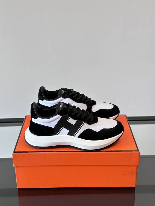 Hermes Hugo thick-soled casual men's sneakers, this pair of sneakers is made of
