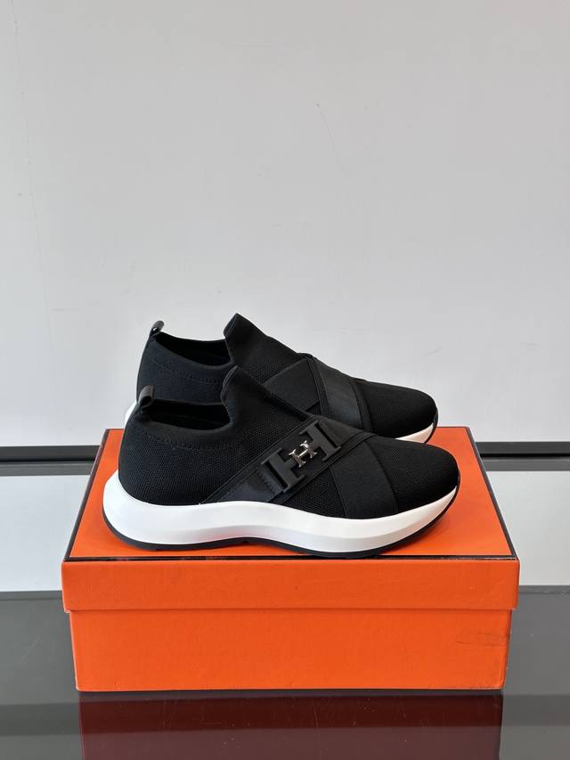 Herme* Hermes high-end men's fashion casual sports shoes, finely crafted, custom