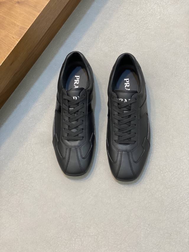 Yj Original top version Prad*D3 Prada* Men's leather casual sports shoes Donggua