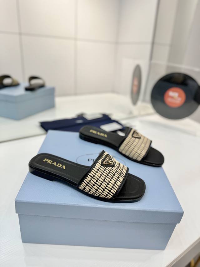 Factory Price Prada Woven Slippers New Spring/Summer Modern lines and original a