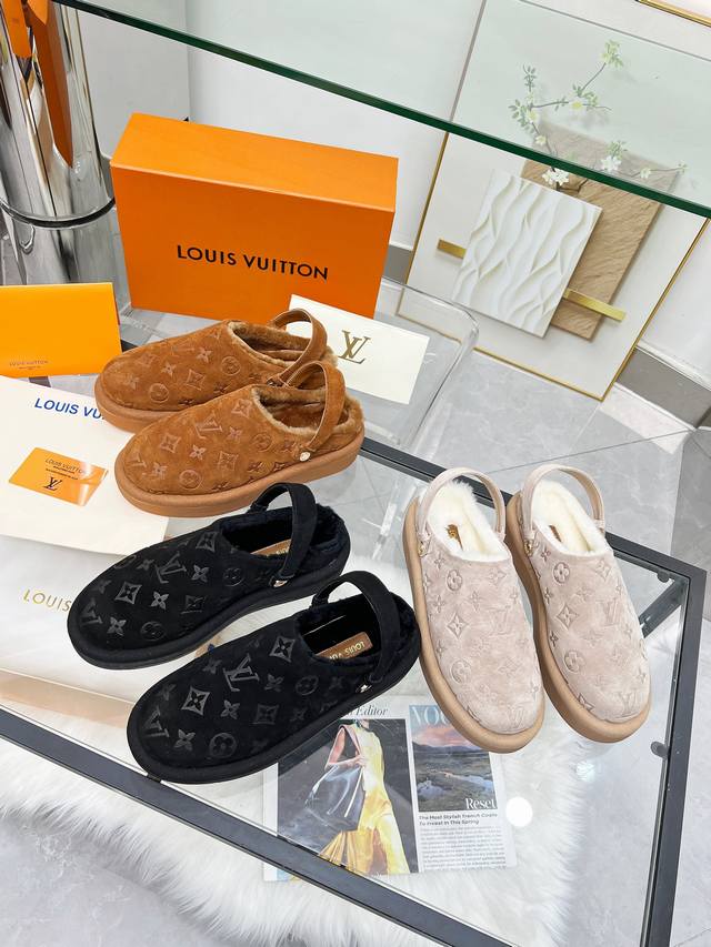 Factory P price Louis Vuitton Lv new counter synchronized fur slippers are on sa