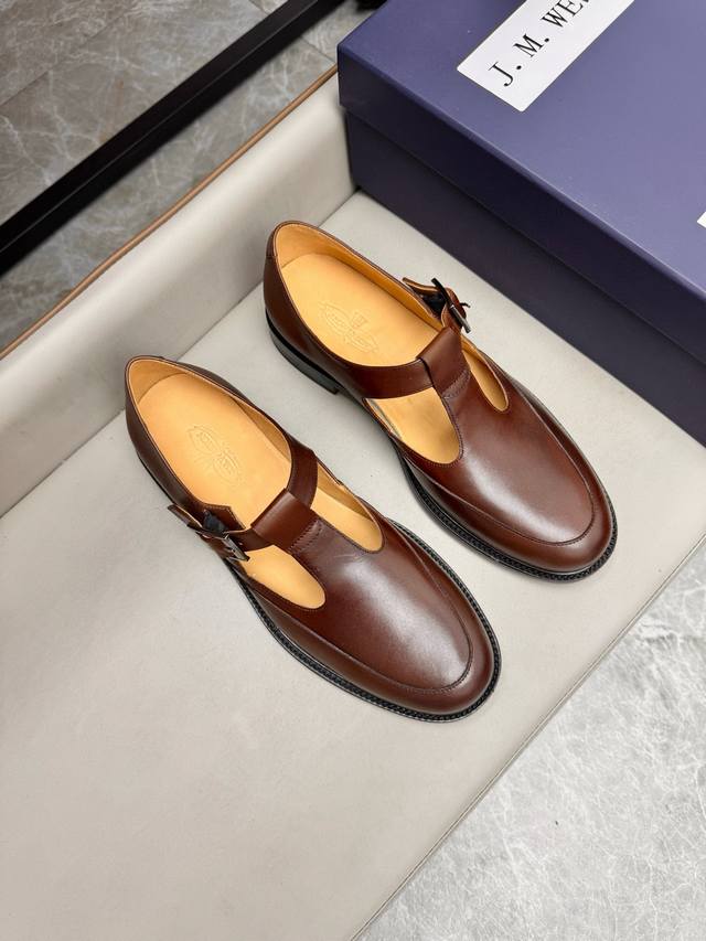 JMWeston classic business summer leather shoes, men's business leather shoes, im
