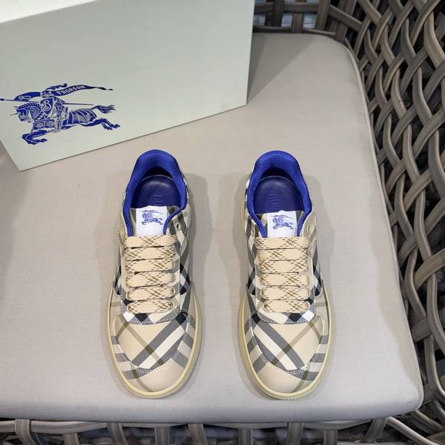 Burberry men's classic low-top checkered canvas sneakers | Renovated with vintag