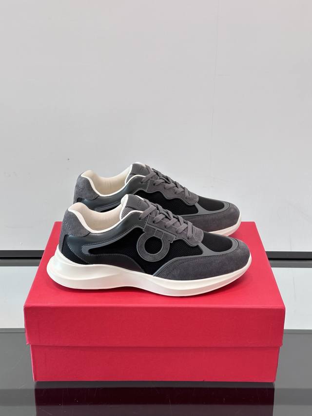 Ferragam Ferragamo men's new mesh breathable splicing calfskin casual sports sho