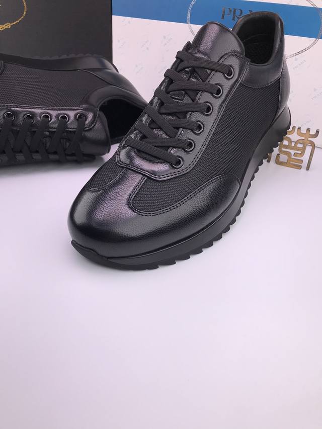 Prad* Breathable cowhide mesh Footwear sports casual shoes Imported cowhide Natu