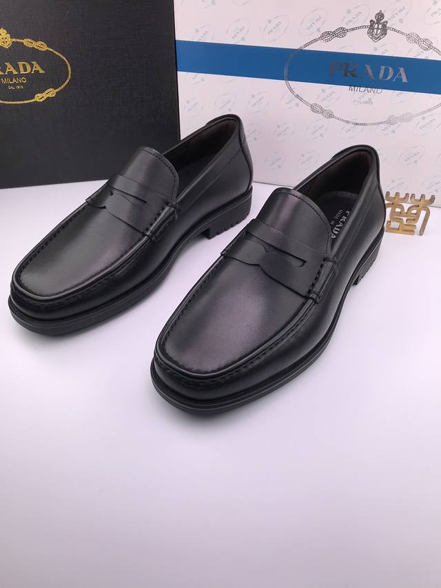 Prad* Imported calfskin soft sole and soft surface business casual shoes Importe