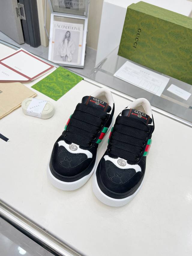 Gucci latest thick-soled casual shoes for men and women, cute little fat buttock