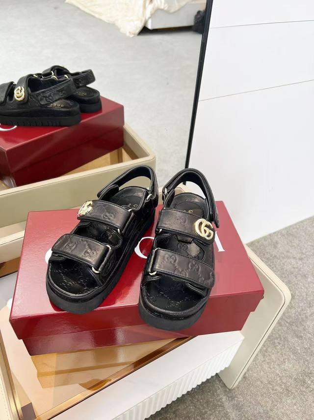 Gucci 25 Early Spring Classic Double G Sandals Velcro can be adjusted freely, su