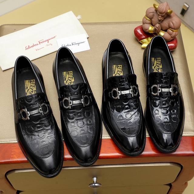 Factory Price Ferragamo top men's business leather shoes are the original replic