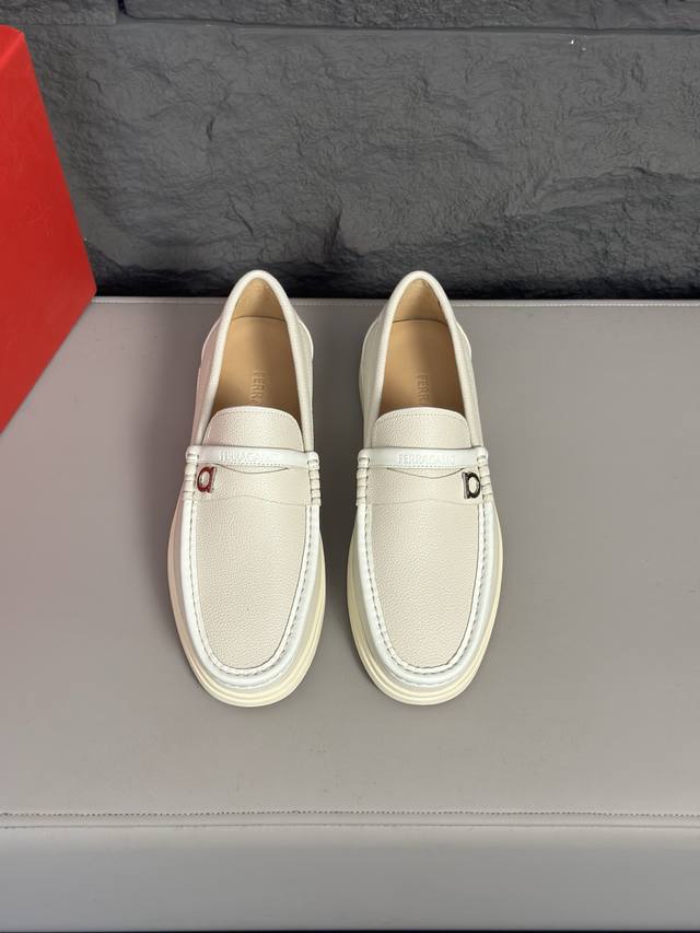 Factory P price Ferragam's new men's driving shoes, slip-on versatile soft leath