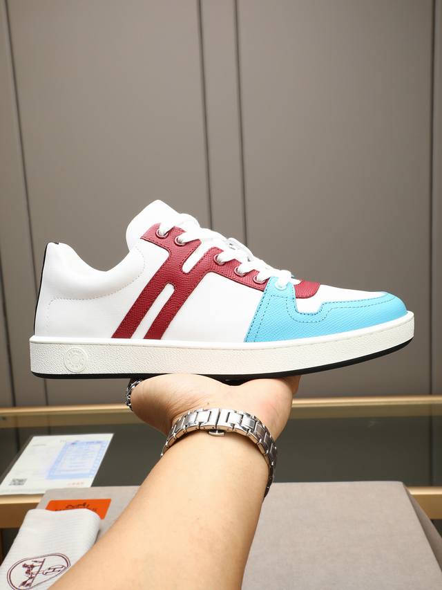 P Hermes -High-end quality original casual sneakers -Upper: Nappa calfskin, bran