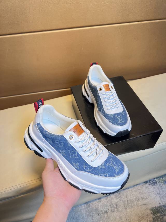 P Louis Vuitton ~ Unique modern style sneakers. Casual loafers with original lea