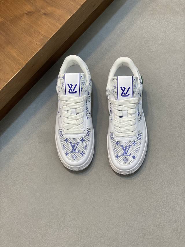 LV casual sports shoes, made of top-grain cowhide, with co-branded printed logo