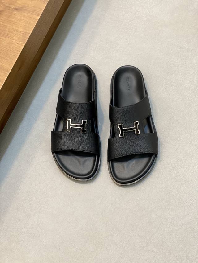 Hermes new Hermes slippers, made of cowhide, wear-resistant and non-slip TPU out