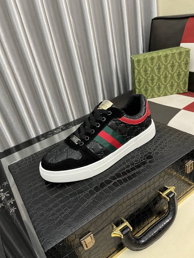 Factory Price: Gucci Men's latest white shoes series casual shoes! 1:1 made on t