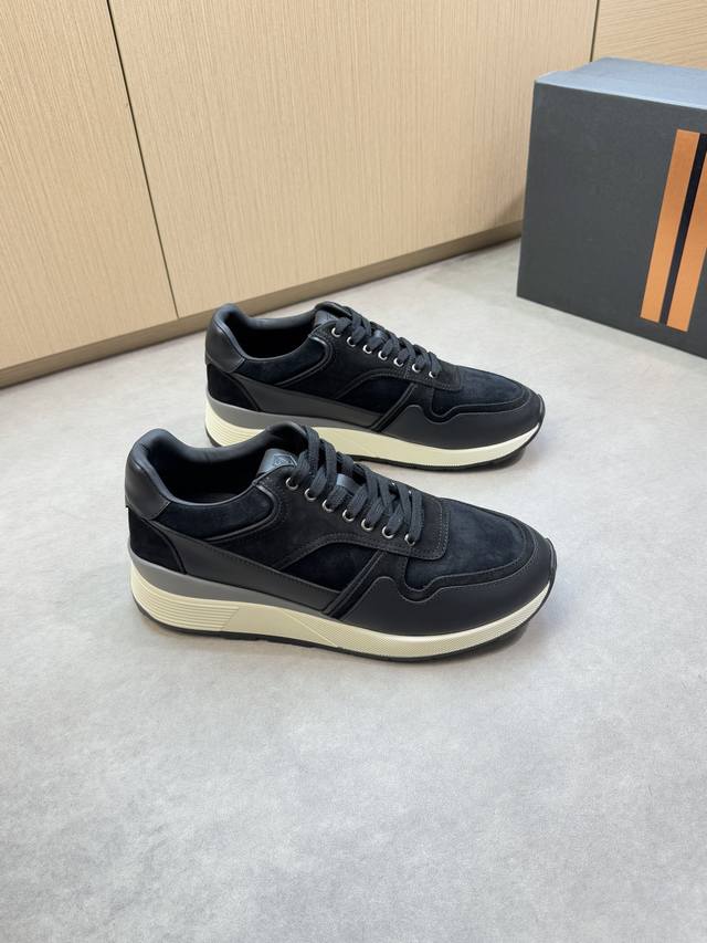 Zegna -High-end quality original casual sports shoes -Upper: Nappa calfskin, sue