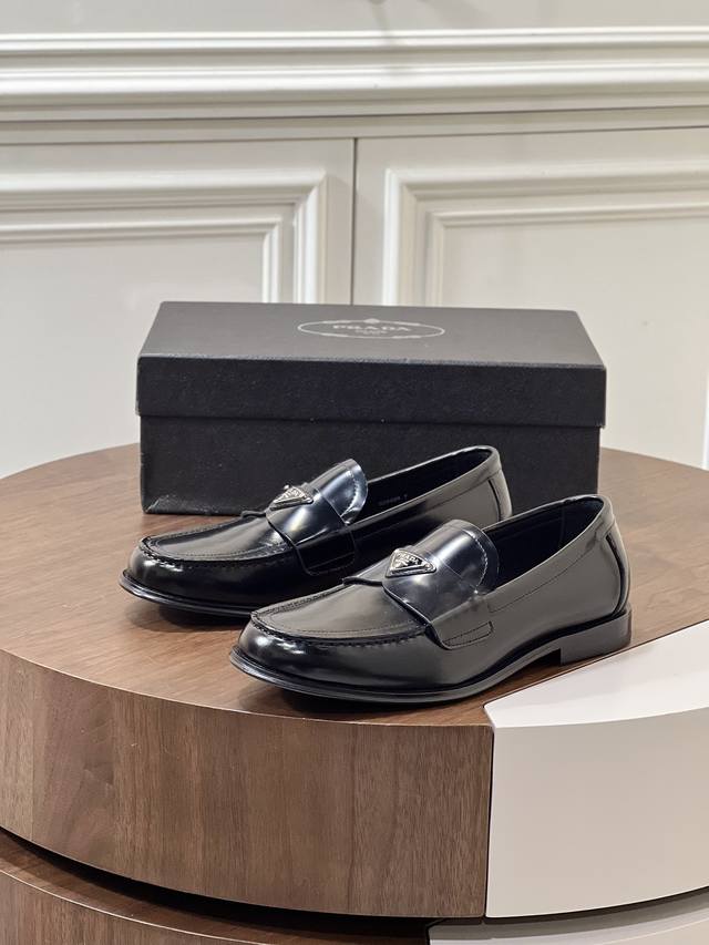 New Prada high-end men's hot-selling boutique business casual leather shoes Impo