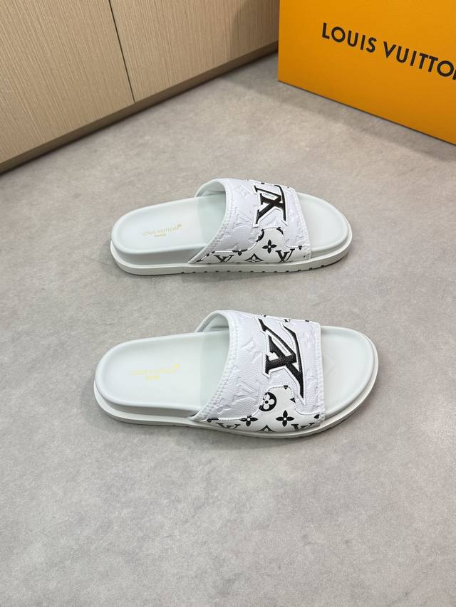 Louis Vuitton -High-end quality original casual sandals -Upper: lychee calfskin.