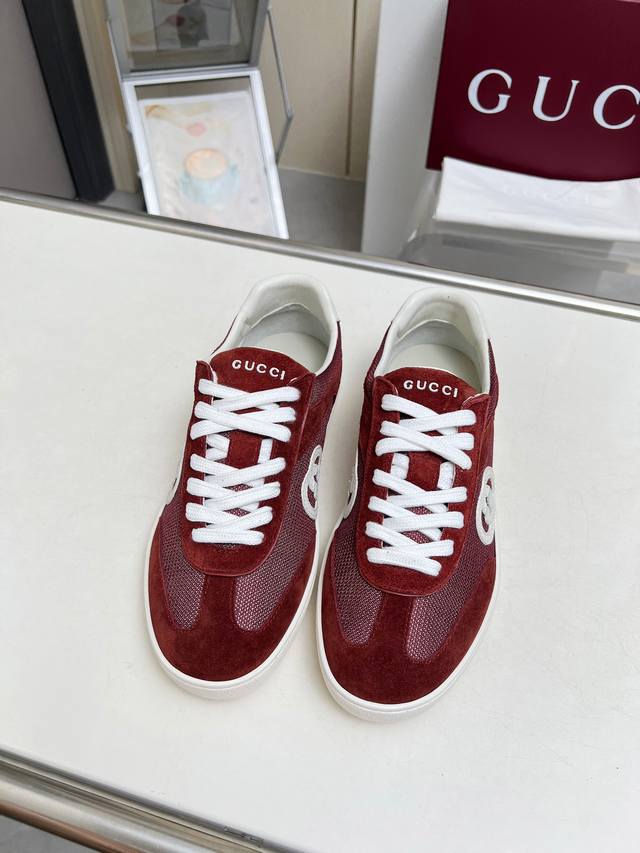 High version P Original Gucci latest model German training shoes Double G leathe