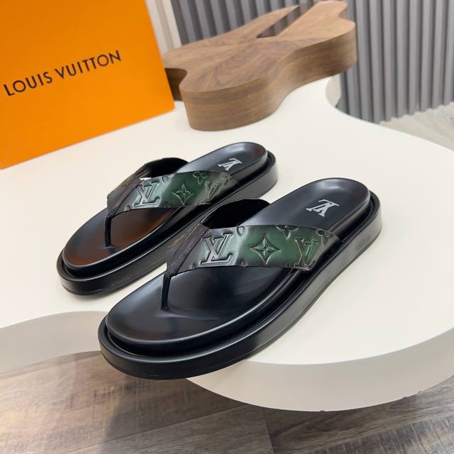 L brand luxury men's slippers, 1:1 high-end quality, pure handmade top layer cow