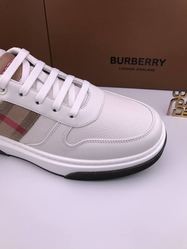 Burberr* Full hem Nappa leather, rough deerskin, high-end flat shoes Imported Na