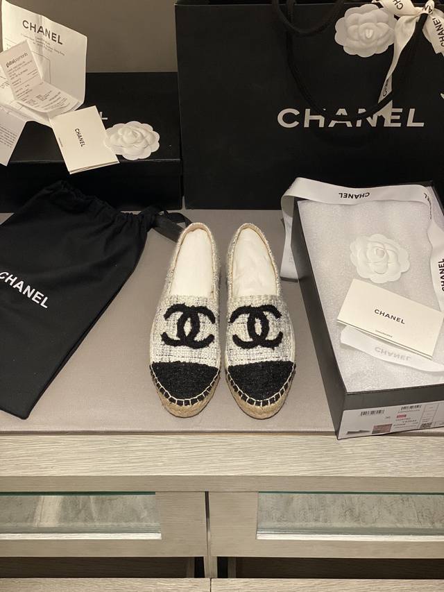 Chane* Spring new product Espadrilles fisherman shoes, Chanel classic style! Exc