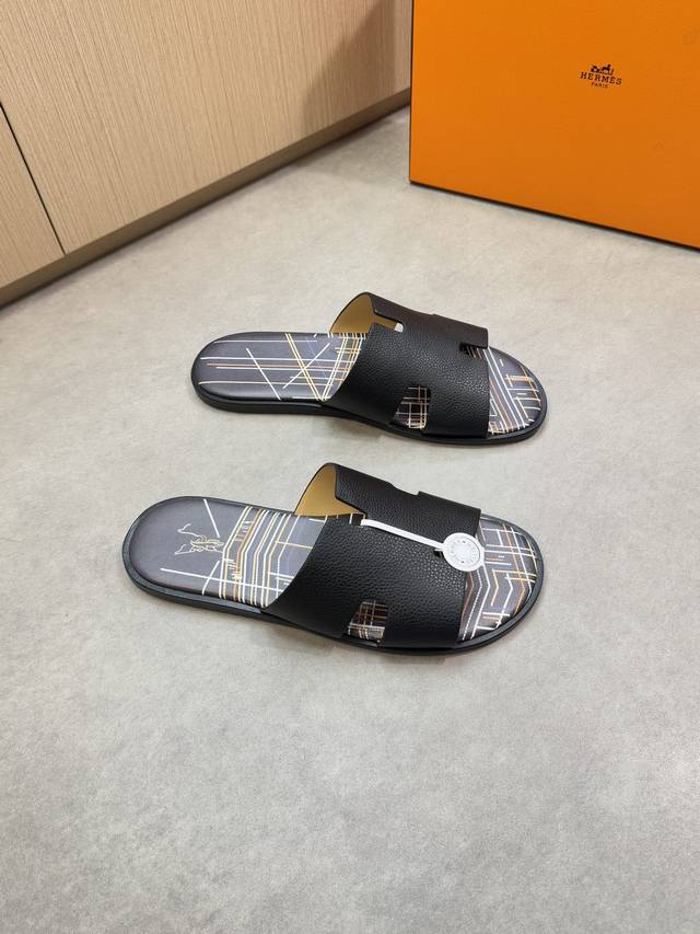 Hermes -High-end quality original casual sandals -Upper: imported litchi calfski