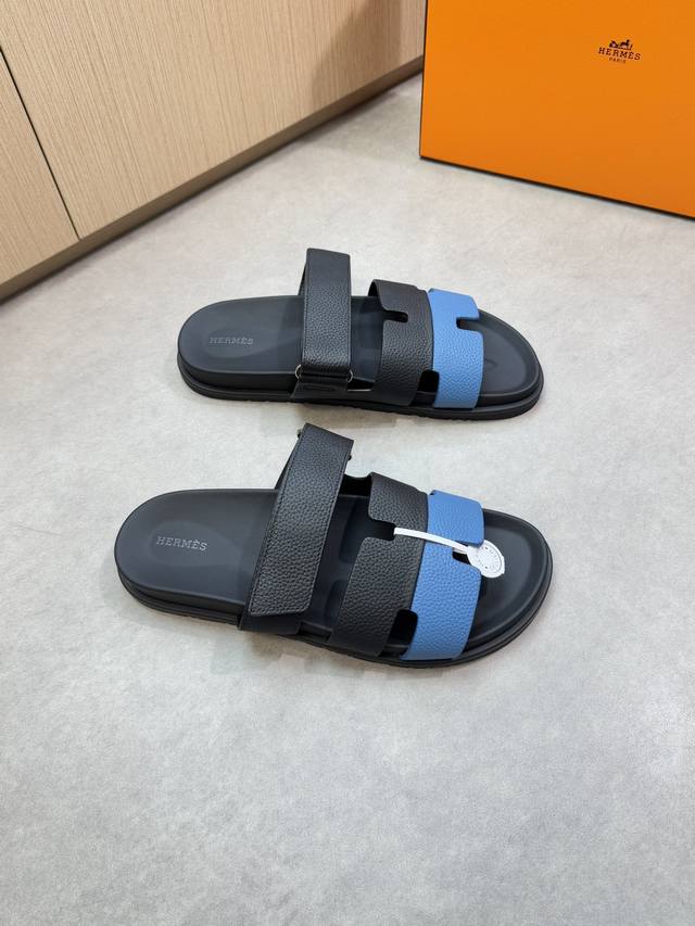 Hermes - High-end quality original casual sandals - Upper: imported litchi-grain