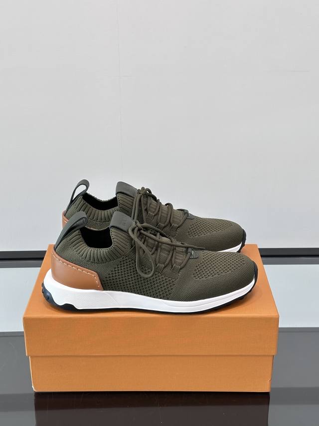 Tod's new men's casual sports shoes, imported one-piece flying woven material, h