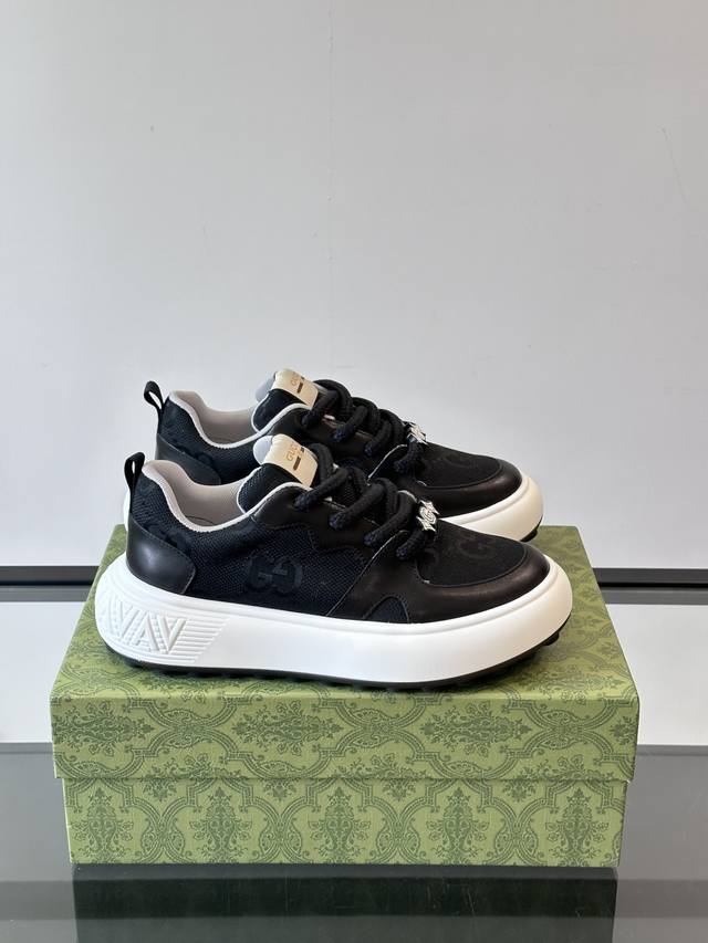 Gucci~Gucci men's thick-soled casual sports shoes, fashionable and atmospheric p