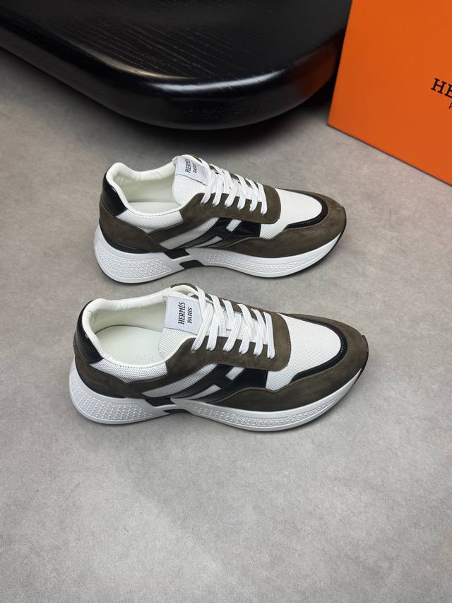 Hermes -High-end quality original casual sports shoes -Upper: suede calfskin, op