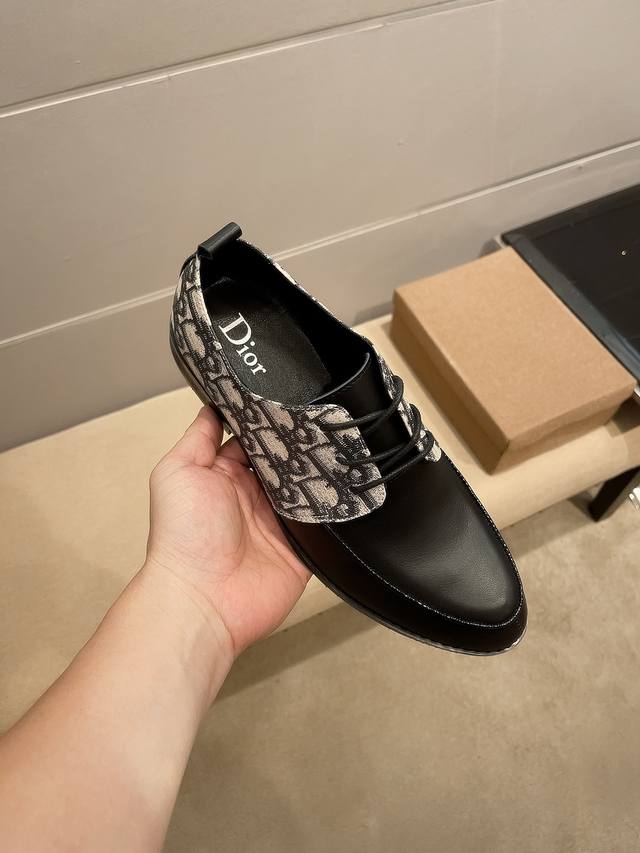 Real price Dior official business casual lace-up leather shoes, popular among It