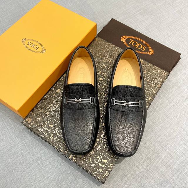 Tod* New Men's Tods Shoes, High-end Quality Lizard Pattern Apricot Denim Lining,