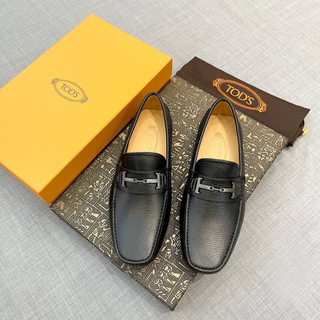 Tod* new men's loafers, new high-end quality lizard-grain cowhide apricot lining