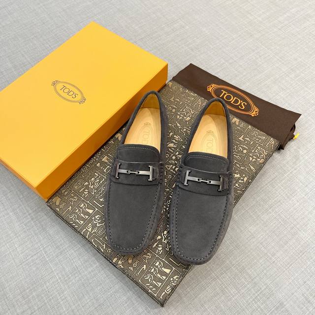 Tod* new men's loafers, new high-end quality nubuck leather, apricot cow lining.