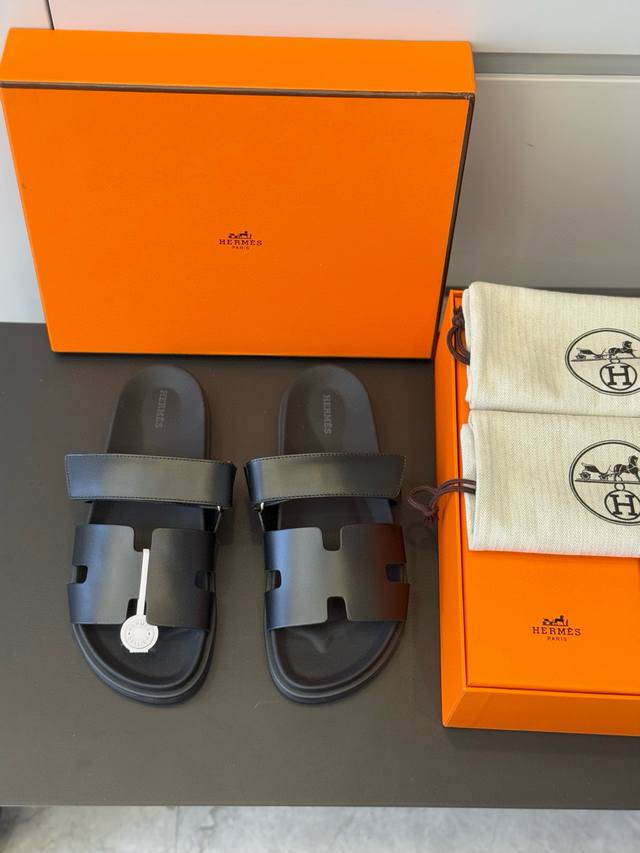 Factory Price Herme* H Chypre Couple Sandals Calfskin functional sandals. With e